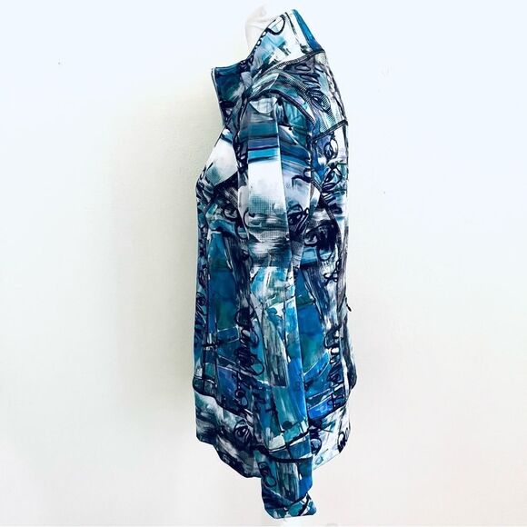 SNOSKINS Zip Jacket Back Zip Pocket Graffiti Print EUC Viscose Blk/Wht/Ppl SZ M - Picture 3 of 7